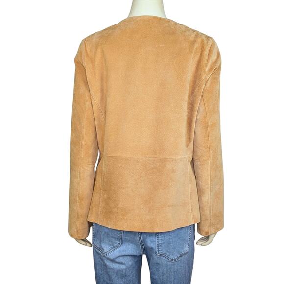 Vintage Pursuits Ltd Suede Leather Jacket Womens 14 Tan Button Up Y2K Clean Girl - Picture 5 of 13